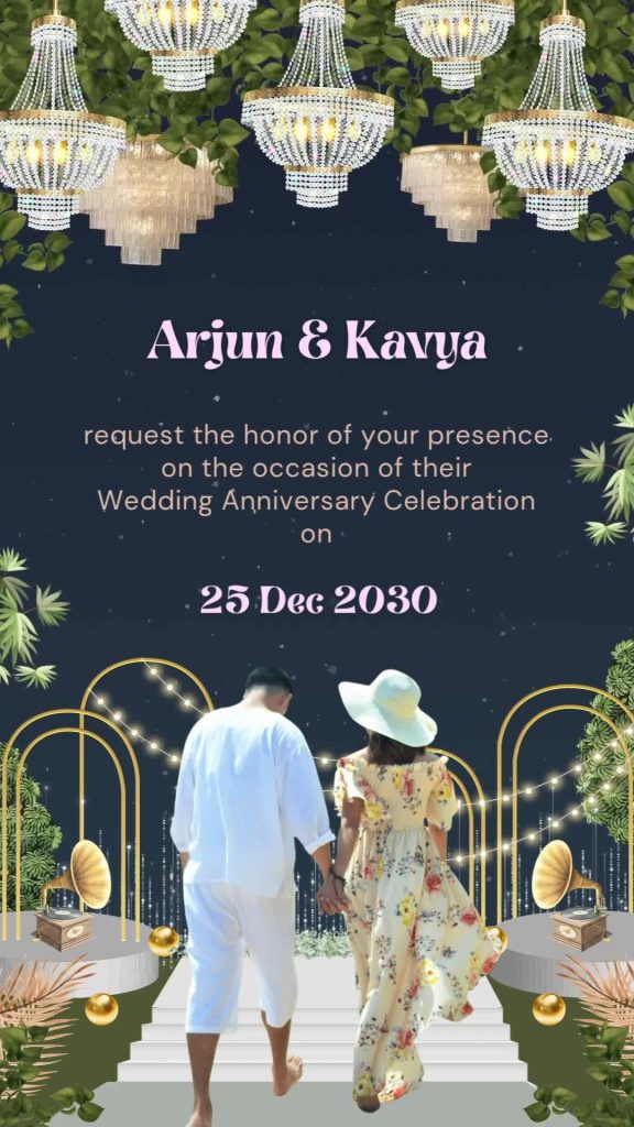 Wedding Anniversary Navy Blue & Night Party Theme 3512 – personalised anniversary invitation video by InvitationGuru