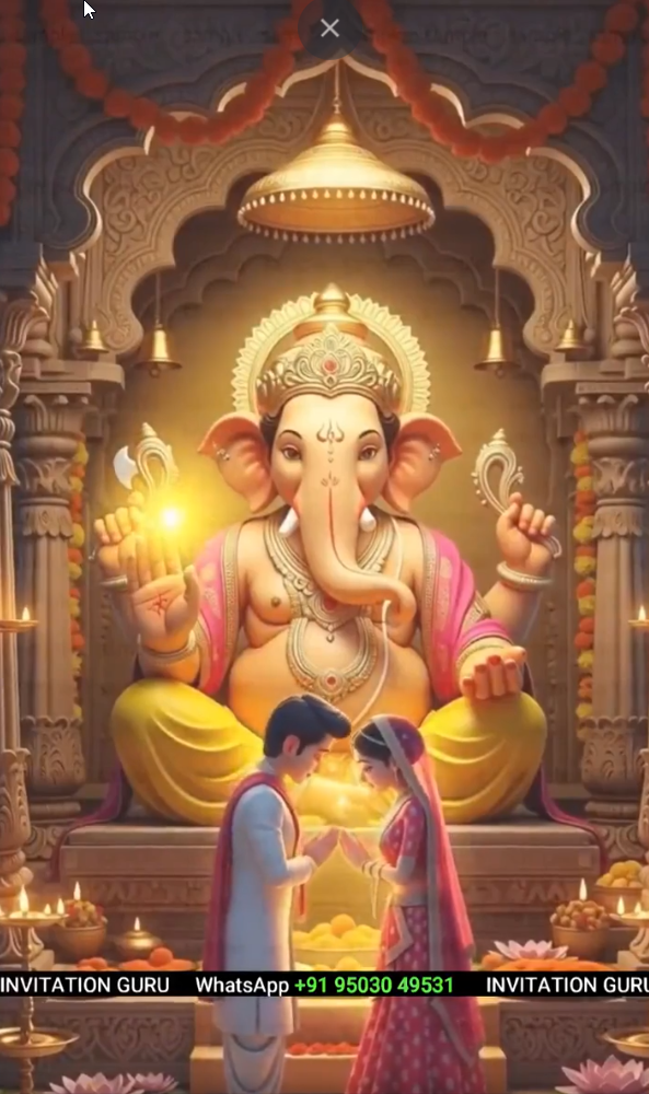 3D Wedding Invitation - Divine Ganesha Premium Theme – personalised wedding invite in reels style invitation video by InvitationGuru