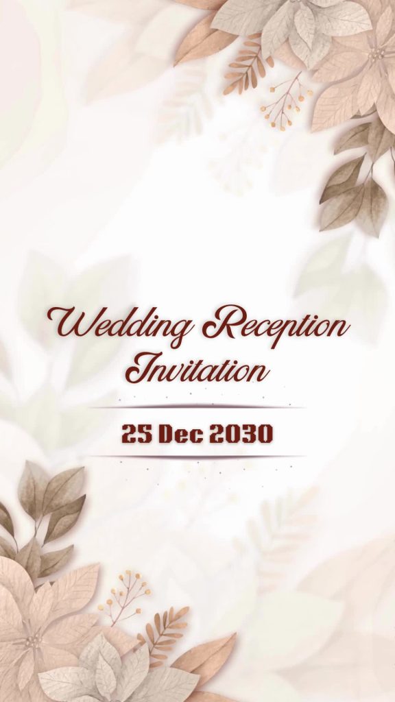 Wedding Reception Invite Brown Floral-349 – personalised wedding reception invitation video by InvitationGuru