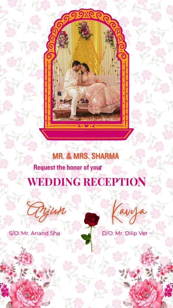 Wedding Reception Pink Theme with Pink Rose 9426 – personalised wedding reception invitation video by InvitationGuru