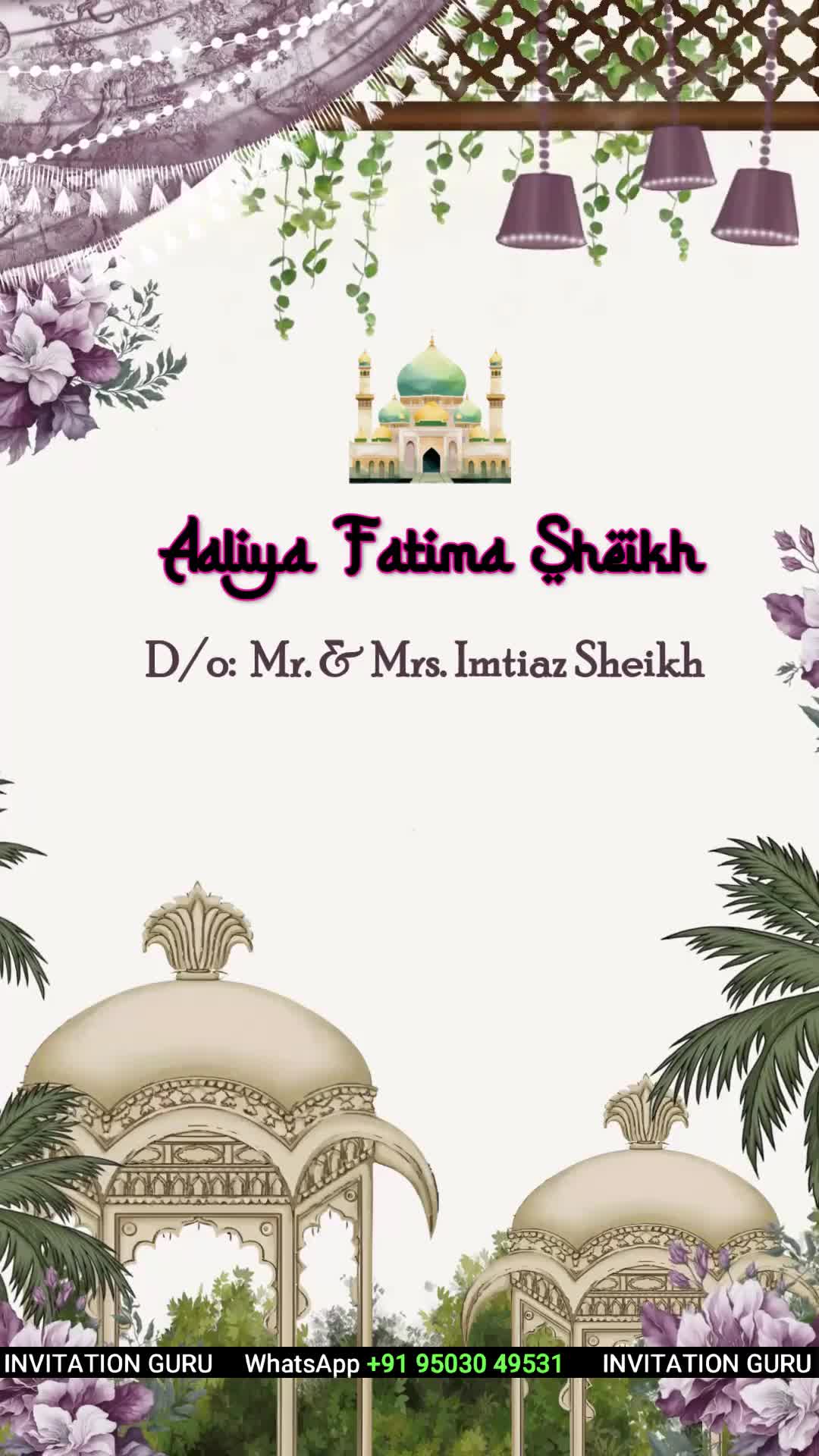 Muslim Wedding Invitation Pastel Brown Theme 7861 – personalised muslim wedding invitation video by InvitationGuru
