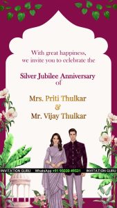 25th Wedding Anniversary Invitation Pink & Magenta 010