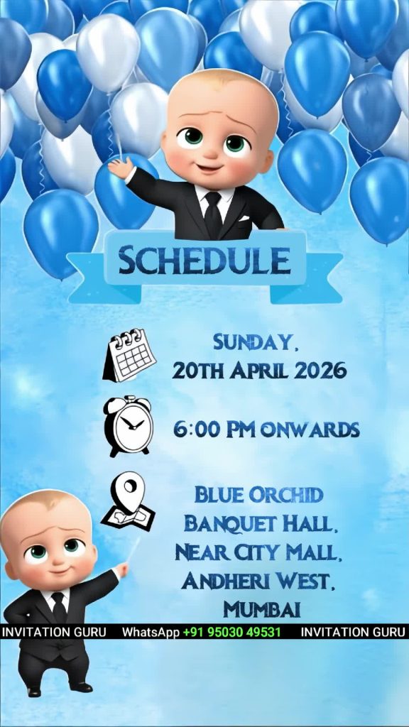 Boss Baby Birthday Invitation 02145 – personalised birthday invitation video by InvitationGuru