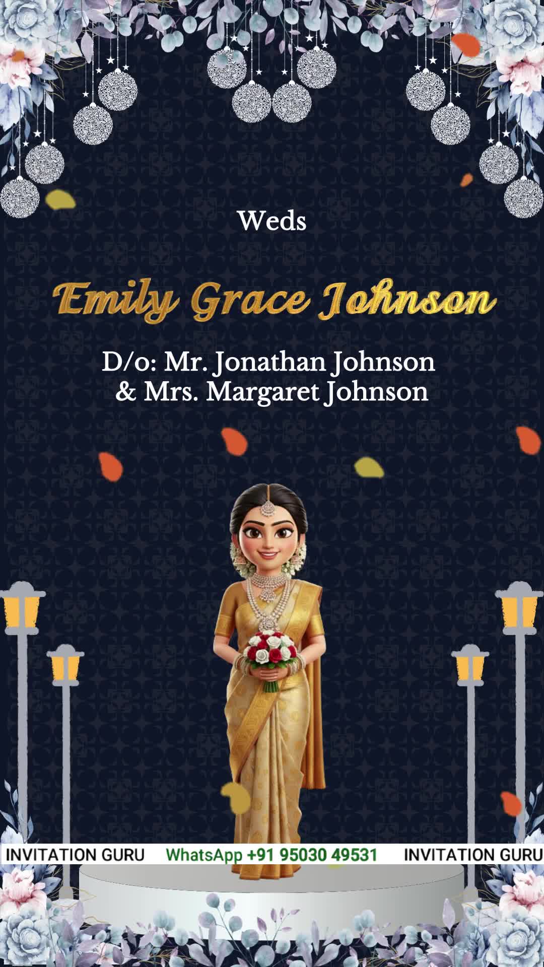 Christian Wedding Invitation Video Navy Blue Theme 4545 – personalised christian wedding invitation video by InvitationGuru
